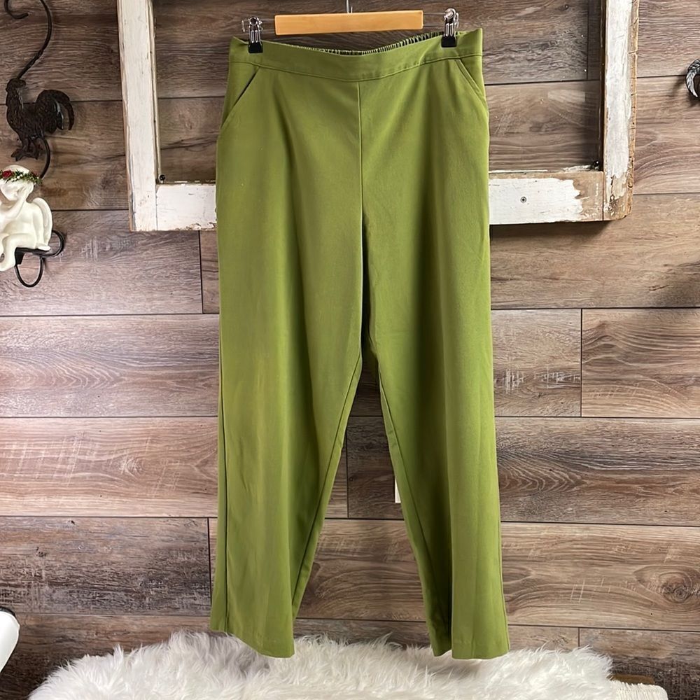 BonWorth Womens Dress Office Pants Size Petite Medium Green
